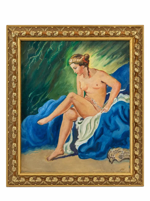 Classical Figure Painting with a Lady — full view