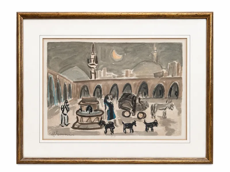 Architectural Courtyard by Moonlight — full view