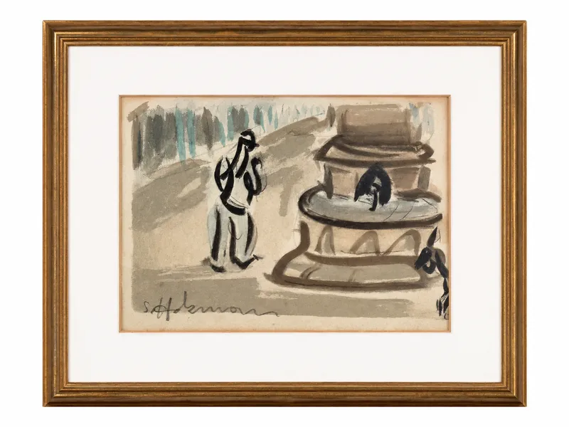 Abstract Watercolor in a Gilt Frame — full view